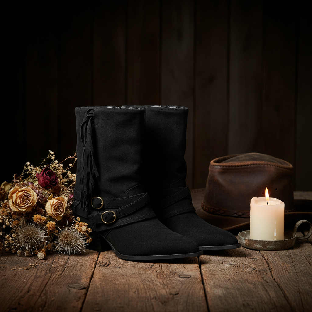 botin-cowboy-negro-gamuza-flecos-still-life-editorial-western-lujo