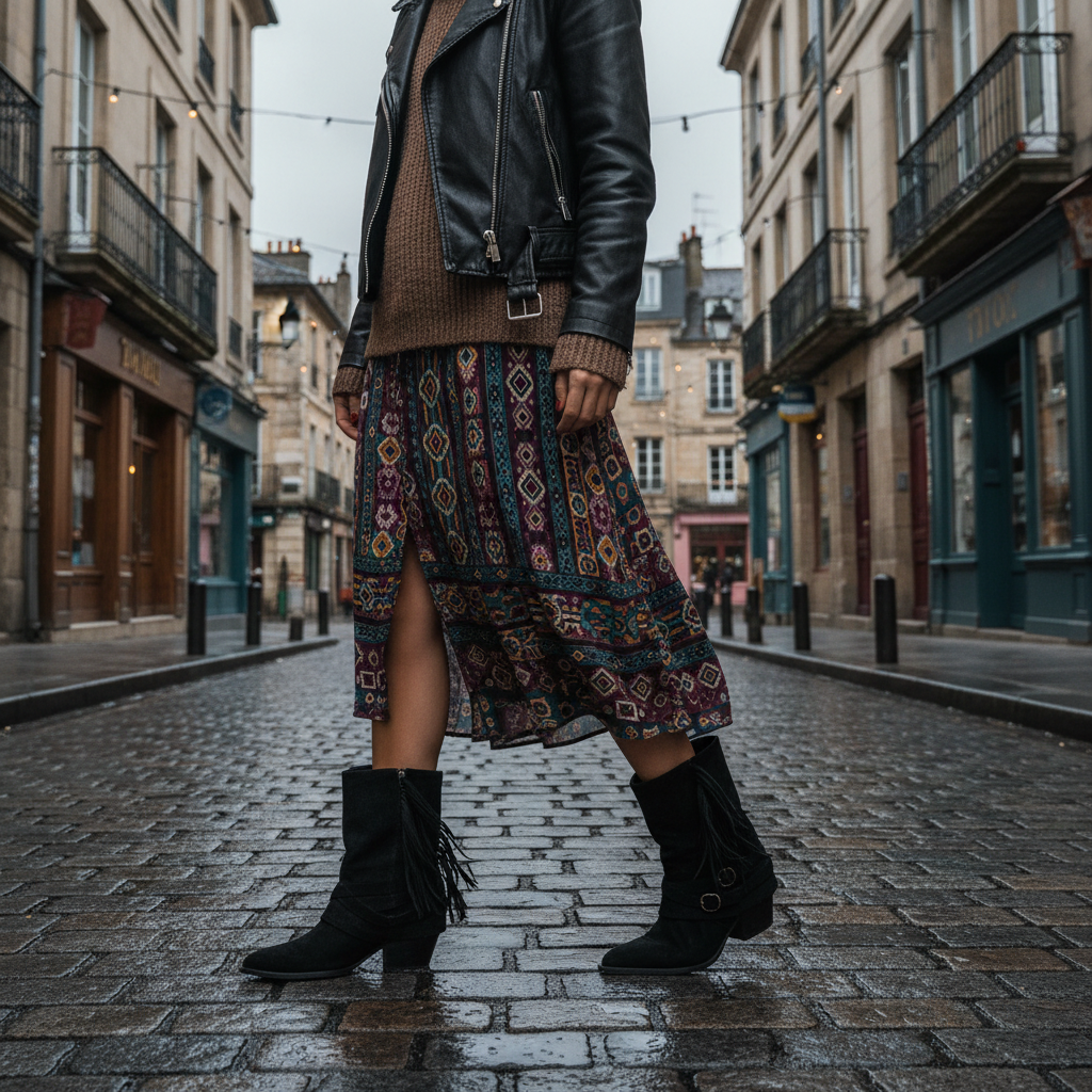 botin-cowboy-negro-gamuza-flecos-editorial-urbano-ciudad-bohemia
